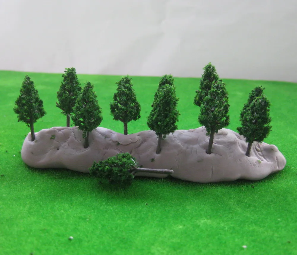 

S3812 100pcs Model Trees Artificial Pine Trees Deep Green N Z Scale Layout 38mm New Architecture for Model Railway Railroad