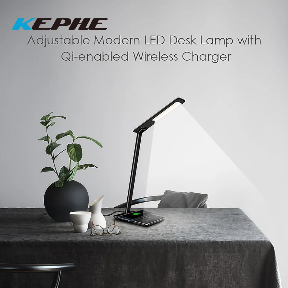 

KEPHE 2 in 1 Safety Ingert Series LED Desk Lamp QI Wireless Charger Universal for iPhone for Samsung S8 Plus EU/US Plug Adaptor
