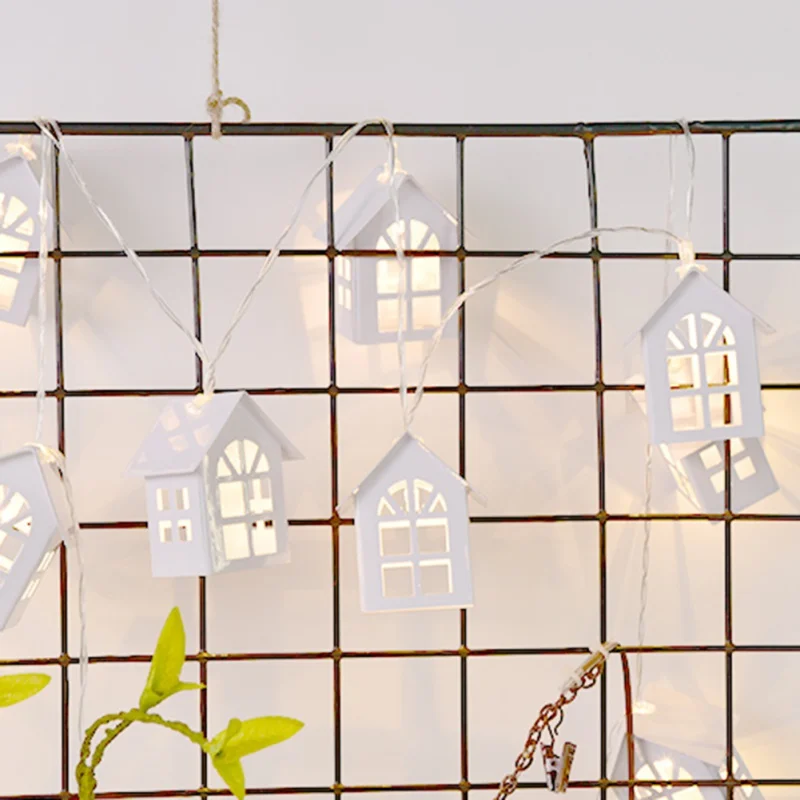 М 1,5 м творческий DIY светодио дный деревянный свет древесины гирлянда с домиками Свадебная гирлянда новый год Рождество аксессуары для