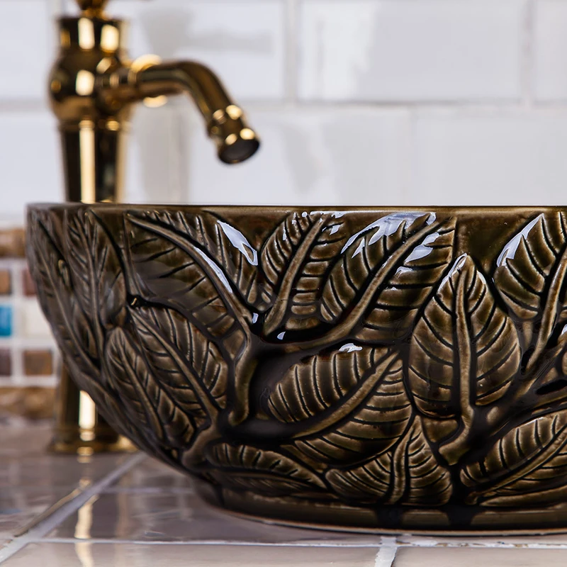 China Ceramic Art Basin Sink Counter Top Wash Basin Bathroom Sinks bathroom round washing basin bathroom sinks (9)
