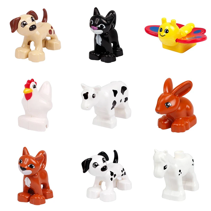 Cute Animal Forest Farm Ocean Models Duploe Figures Compatible with font b Toy b font DIY