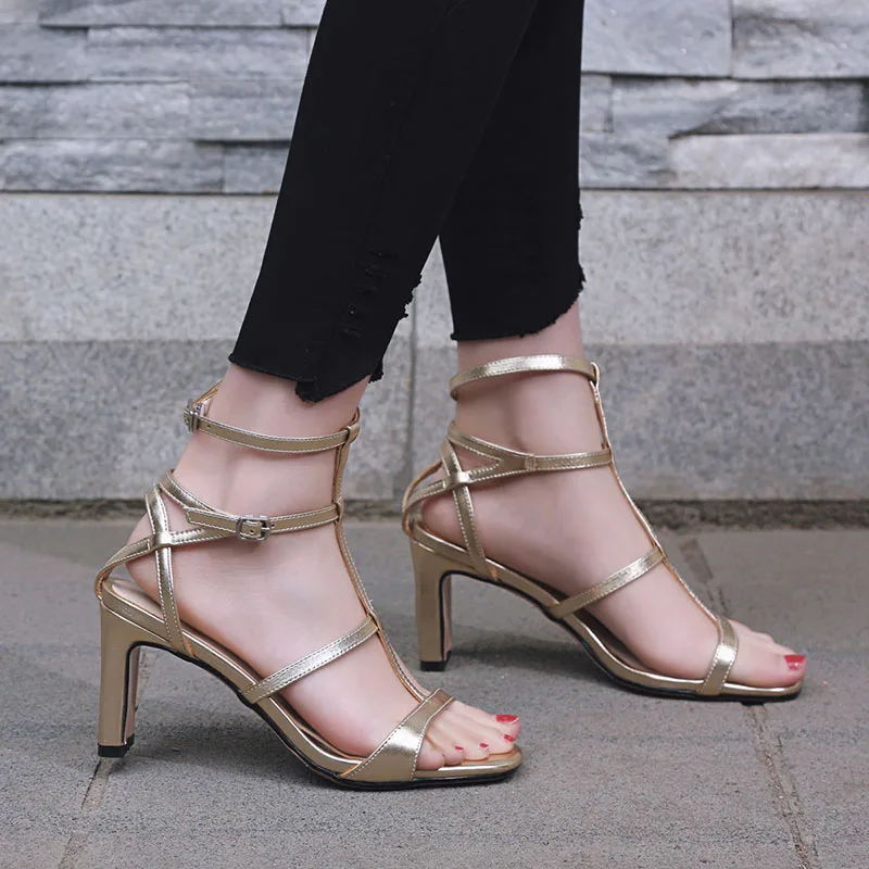 Women/'s High Heel Jelly Sandals w// T Strap Glitter Silver /& Gold Sizes 7-10 New