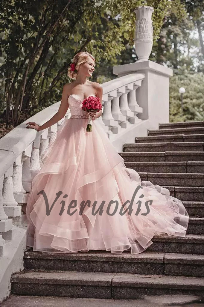051Vintage 2017 Blush Pink Wedding Dresses Off Shoulder Appliques Beaded Pearls Bridal Dress Wedding Gown vestido de noiva robe de mariage
