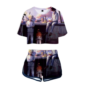 

The Promised Neverland Emma 3D printing T-shirt + shorts suit cotton T-shirt short-sleeved women's suit casual sports