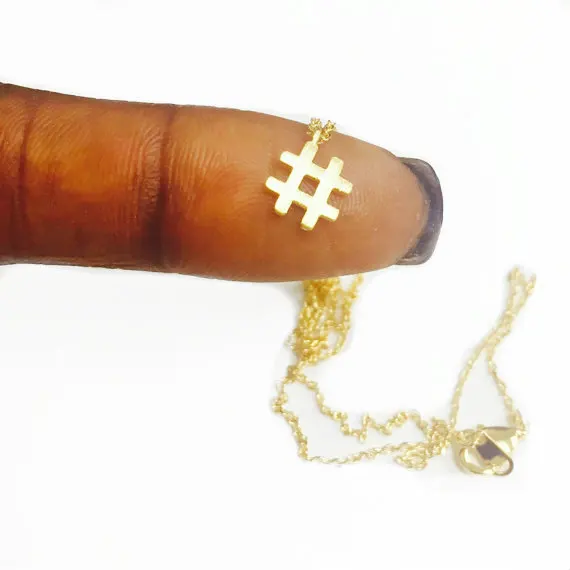 N128 Hashtag Necklace Simple Initial Sign Necklace Trendy Symbol # Necklaces Typography Letter Necklace for Women Ladies