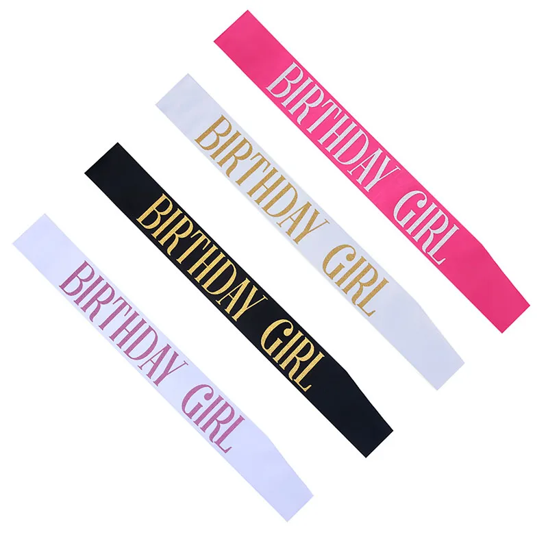 Birthday Girl Satin Sash for 16 18 20 21 Birthday Party Girl Decorations Favor Gifts Supplies White Pink Black