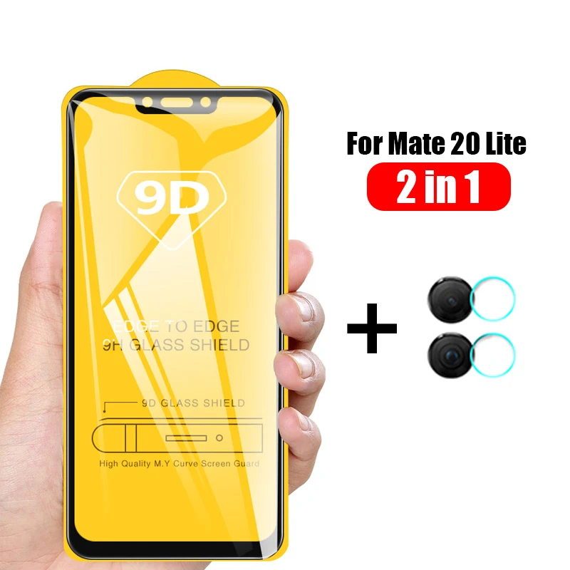 

2 in 1 For Huawei Mate 20 Lite 20Lite Full Cover Screen Protector+Soft Camera Lens Film Protective Glass For Huawei Mate20 Lite