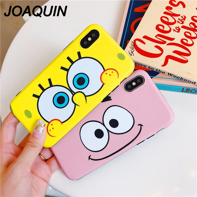 

Cute Cartoon SpongeBob SquarePants Sponge Bob Phone Case for Apple iPhone XR XS Max X 8 7 6 6S Plus 10 Cover 8Plus Cases