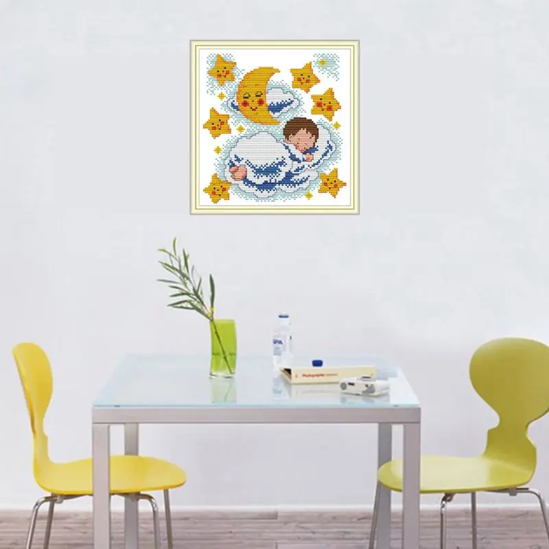 

Sleeping Baby DIY Handmade Needlework Counted 14CT Printed Cross Stitch Embroidery Kit Set Home Decoration