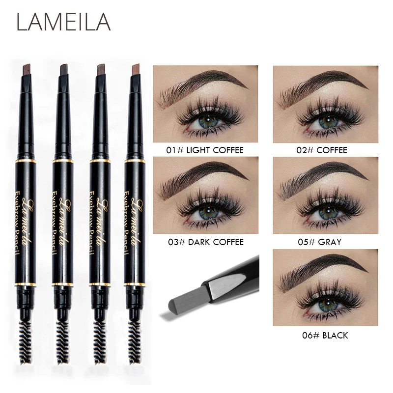 

2018 New Waterproof 5 Colors Waterproof Double Head Automatic Eye Brow Pencil With Brush Long Lasting Paint Tattoo Makeup Tools