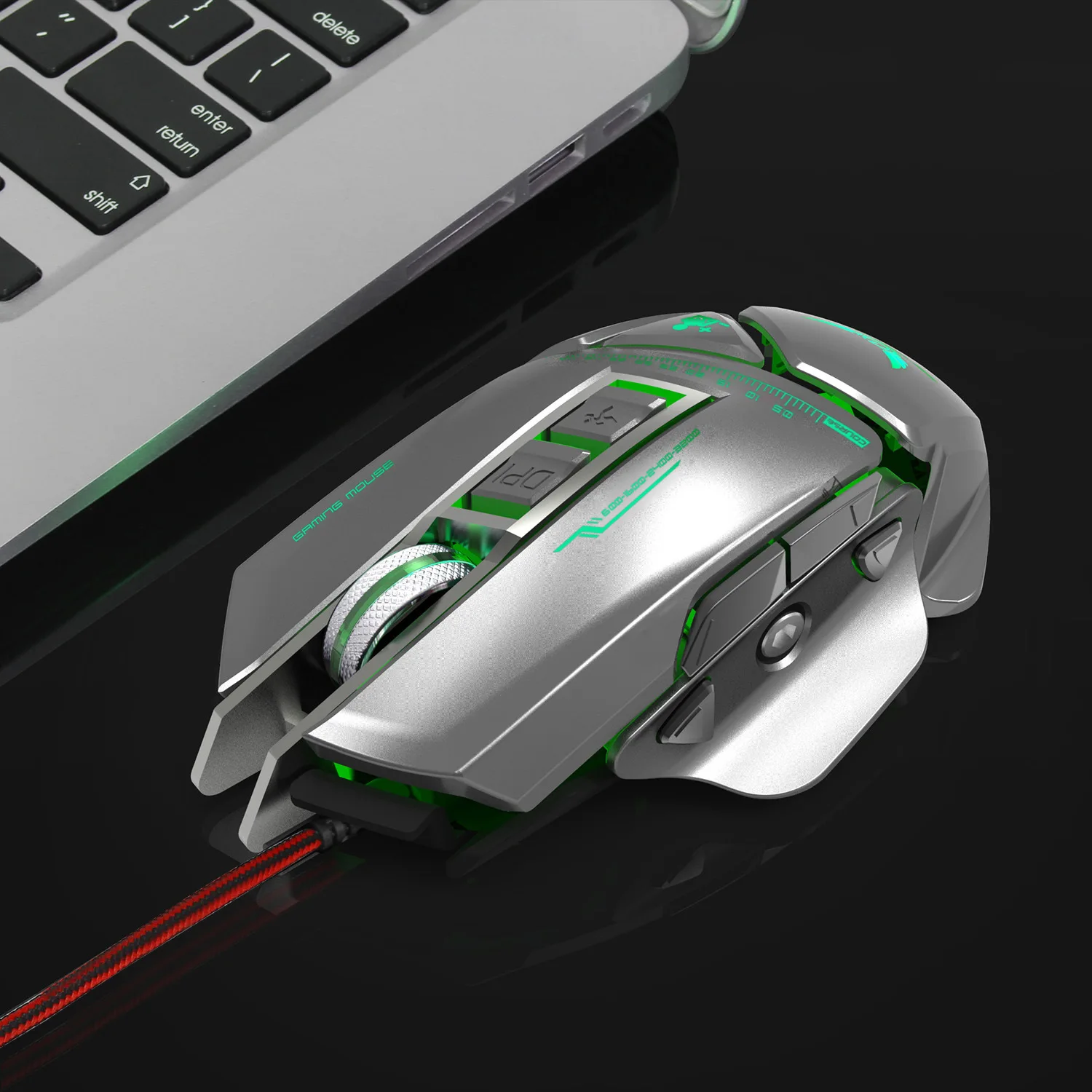 ZERODATE X400GY 11-key USB Проводная оптическая игровая мышь с светодиодный светильник 3200 dpi Регулируемый Вес для ПК ноутбук программируемый