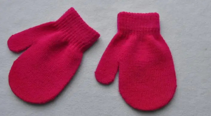 Детские перчатки вязаные теплые перчатки детские варежки для мальчиков и девочек перчатки унисекс 6 цветов - Цвет: Розовый