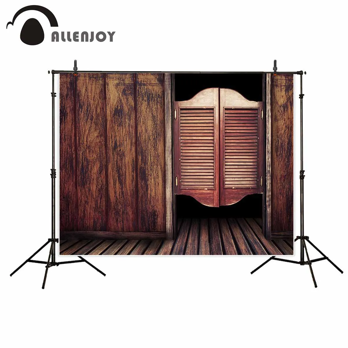

Allenjoy photo background western bar vintage saloon door brown wood building photographic background background vinyl cloth