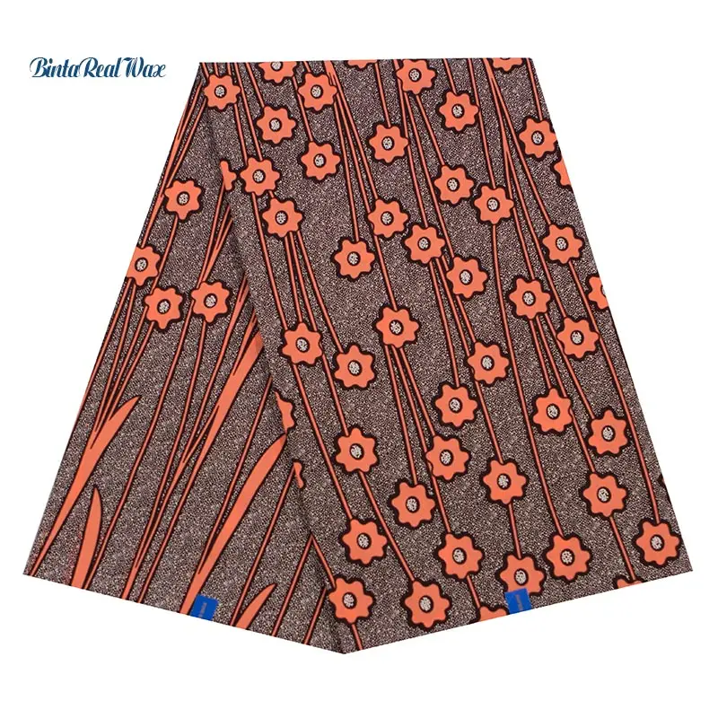 

2019 New ankara Wax print 100% Cotton African Fabric binta real Wax hollandais african Fabric for party dress 40FS1294