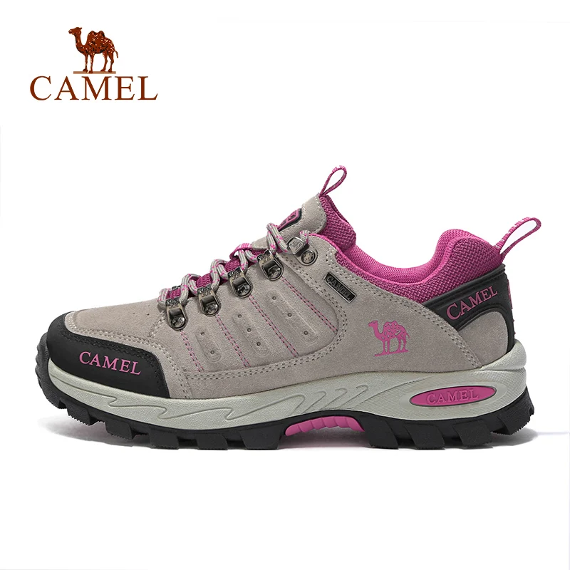 CAMEL/Женская походная обувь; замшевая кожаная верхняя часть; профессиональная Нескользящая прочная дышащая мягкая обувь для альпинизма и треккинга - Цвет: A73303695-Light Gray