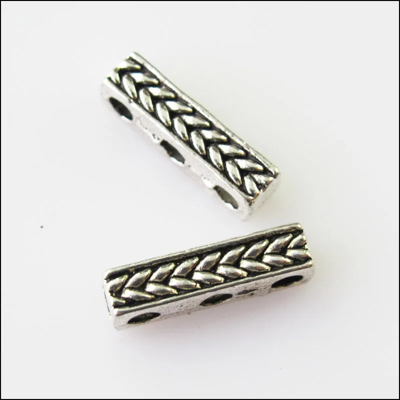

Fashion 10Pcs Tibetan Silver Tone 3Holes Spacer Beads Bars Charms Connectors 4x15mm