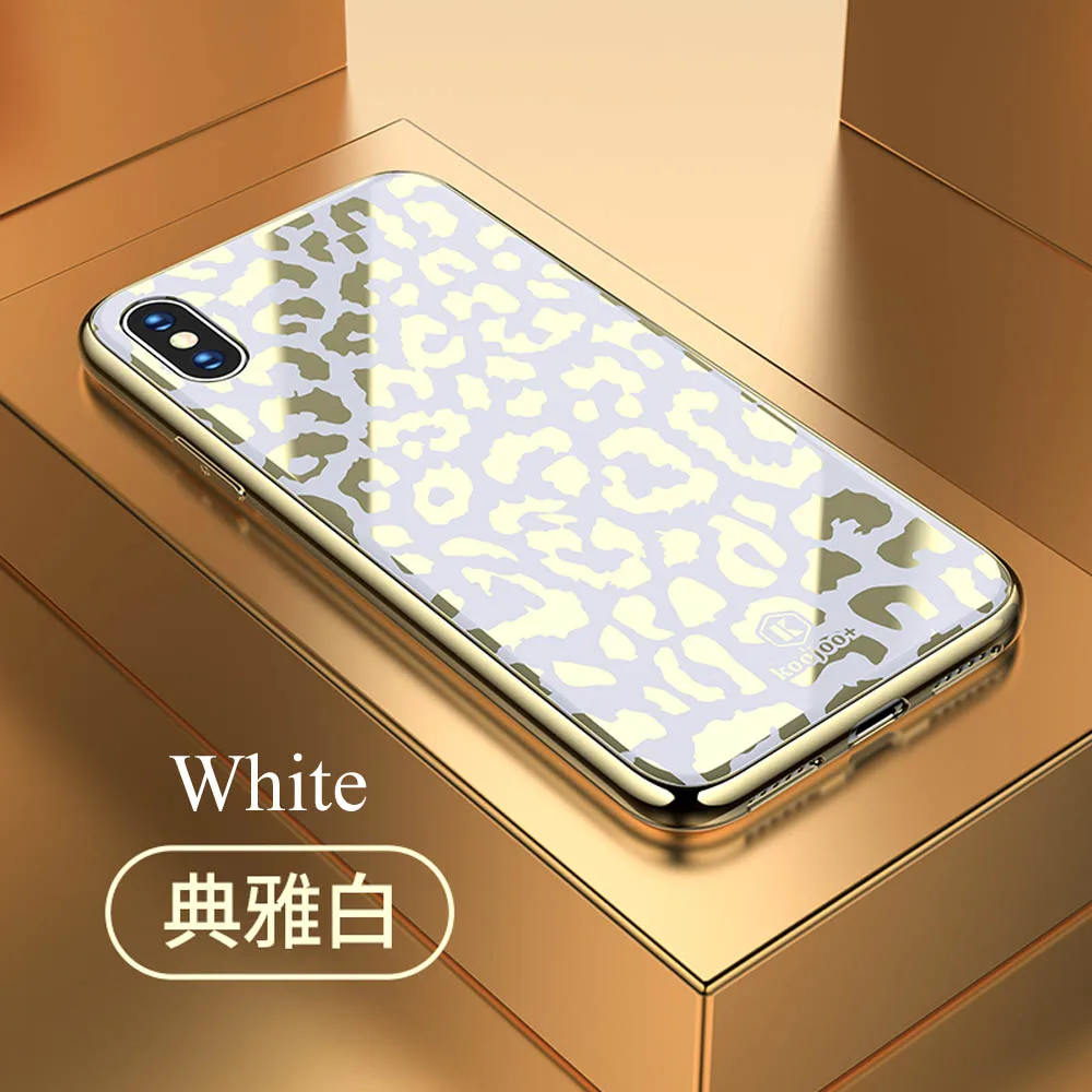 

Luxury Bling Leopard Phone Case For iPhone XS Max XR X Tempered Glass Back Cover for iPhone 6s 7 8 Plus Gold Silicone Edge Coque