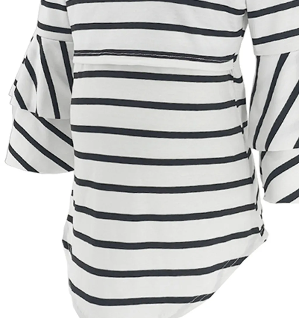 Одежда для беременных в полоску, Одежда для беременных женщин блестящая блузка с рукавами для грудного вскармливания, многофункциональная футболка# LR4