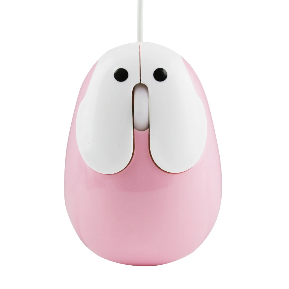 Миниатюрная компьютерная мышь в форме кролика, эргономичная Проводная 3D милая мультяшная оптическая мышь, Usb кабель, 1200 dpi, Детская Подарочная мышь для ПК и ноутбука - Цвет: Розовый