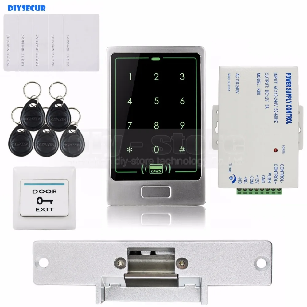 Diysecur 125 кГц RFID touch Reader пароль клавиатуры дверные Управление доступом безопасности Системы Kit + удар Блокировка C20