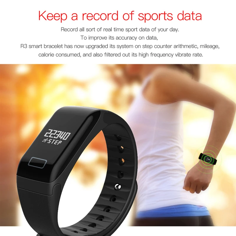 Bluetooth smart wristband Blood pressure monitoring With Touch Screen wristbands Support Remote photography For IOS Android