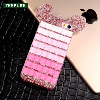

YESPURE Fancy Bling Phone Cover for Girl Diamond Mouse Ears Luxury Phone Cases for Iphone 6 6s Women Cell Phone Accessories