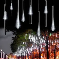 Светодиодный Метеоритный Дождь Огни 30 см 50 см 8 Tube/комплект светодиодный Рождество Свадебные украшения сада свет шнура ЕС Plug 220 V
