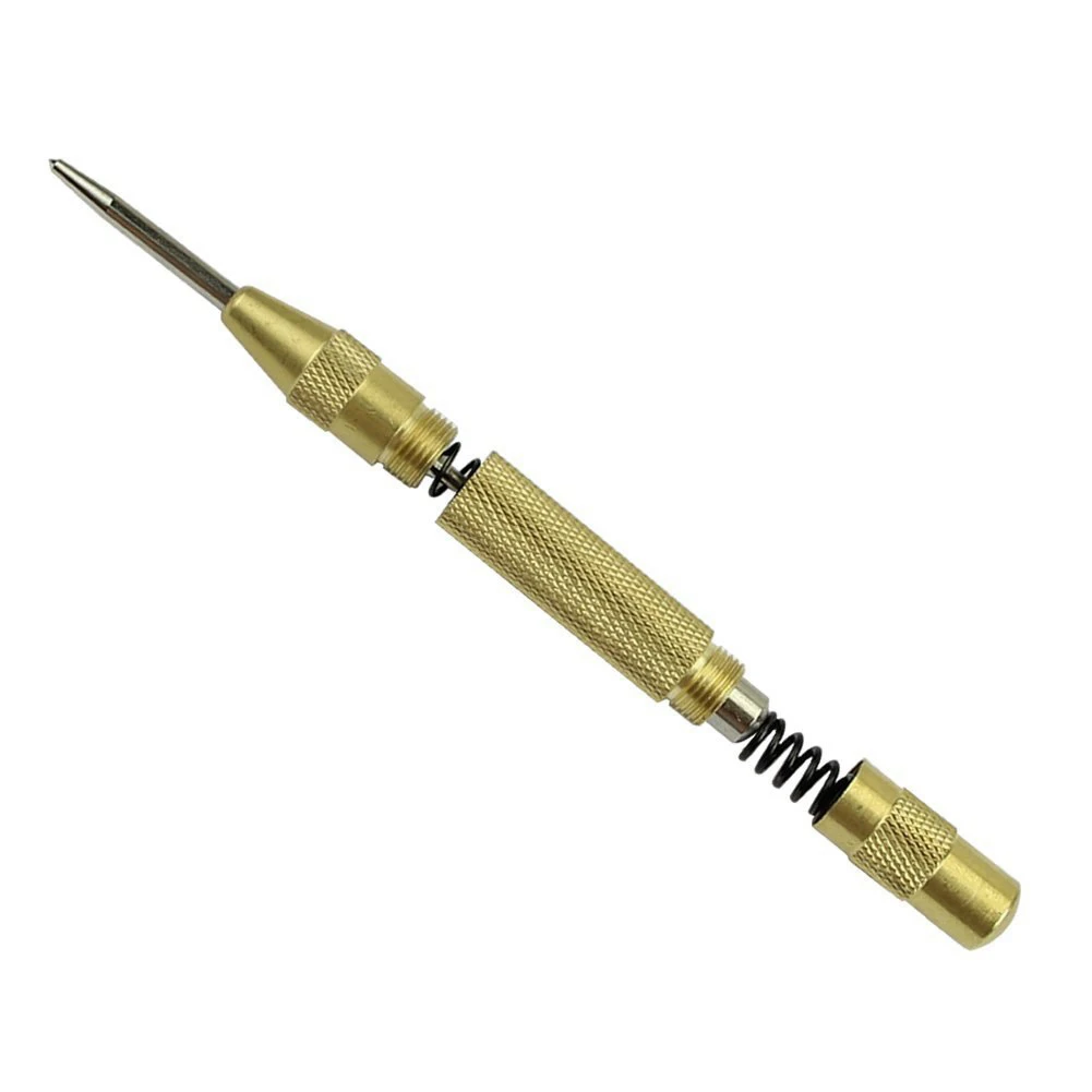 HHTL Brass Yellow Automatic Center Punch Spring Loaded Chrome Rivet