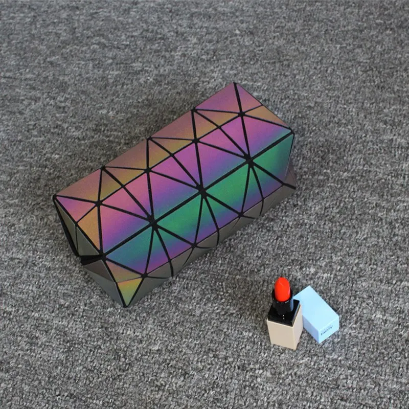 

new fashion women make up bag High-grade reflective geometric folding travel cosmetic bag cosmetic case makeup beauty bags