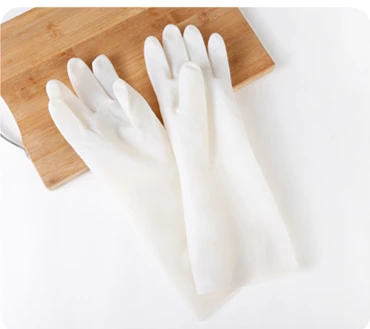 Нитриловые резиновые перчатки для работы по дому пластиковые очистка кухонной посуды водонепроницаемые и прочные износостойкие перчатки - Цвет: White