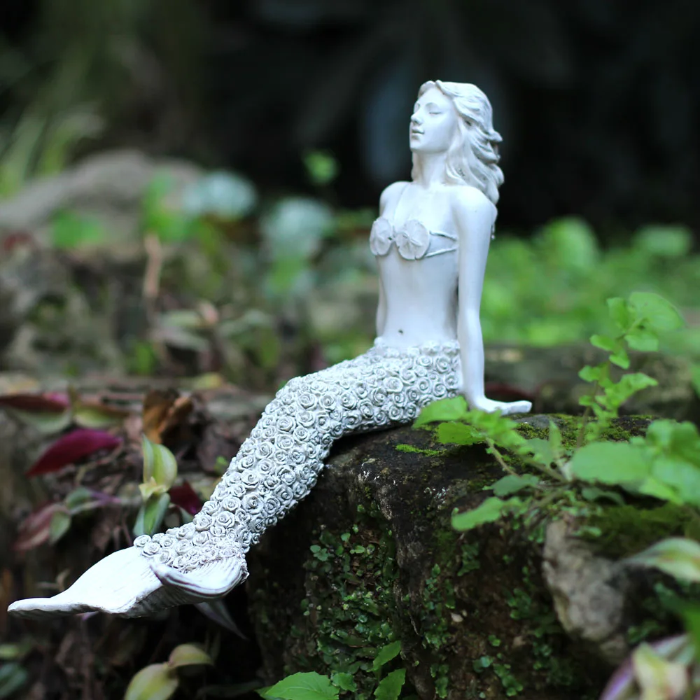 

Outdoor Gardening Mermaid Decoration Resin Tail Girl Princess Ornaments Courtyard Park Figurines Villa Pool Sculpture Crafts Art