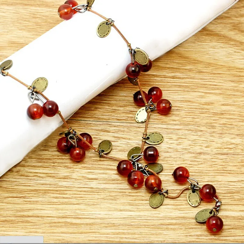 

Thai Style Sweet Cherry Peppers Long Sweater Chain Necklace 4ND99