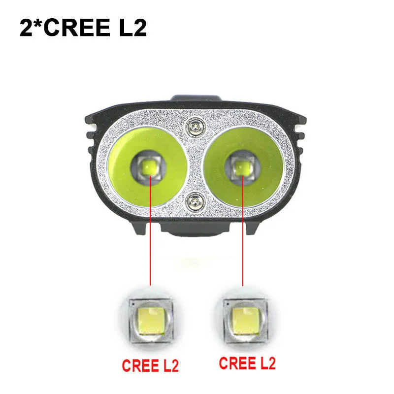 Велосипедный светильник с USB 6800 мА/ч, яркий велосипедный светильник, 2* XML-L2 светодиодный, с батареей, велосипедный передний светильник s, задний фонарь на выбор
