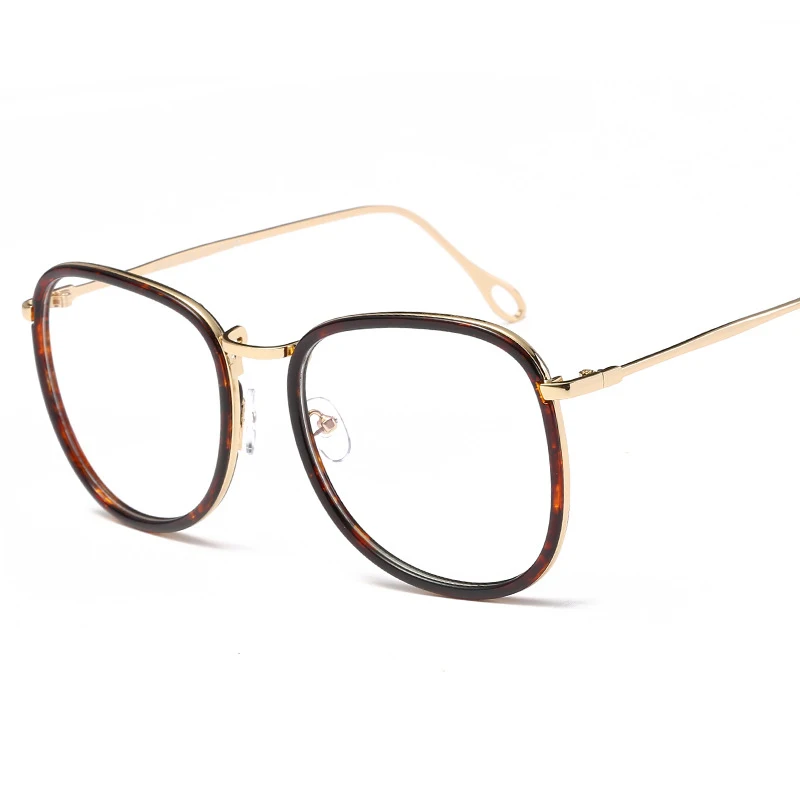 Новые мужские женские ретро большие круглые очки прозрачные металлические очки оправа для очков очки 8 цвета как на фото - Цвет оправы: lucency
