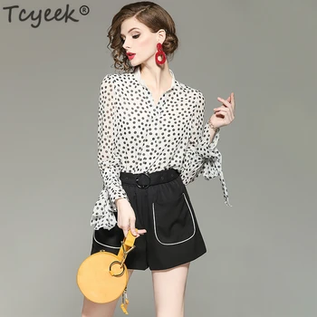 

Tcyeek Womens Two Piece Sets Chiffon Blouse Tops and Shorts Costume Matching Sets Summer Clothes 2 Piece Set Outfits LWL1708