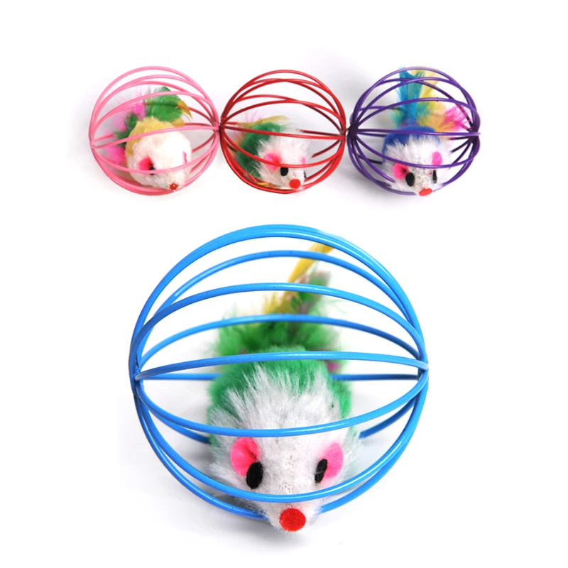 1pc Funny Pet Kitten Cat And Mouse Game Toy Rat Mice Ball Cage Toys