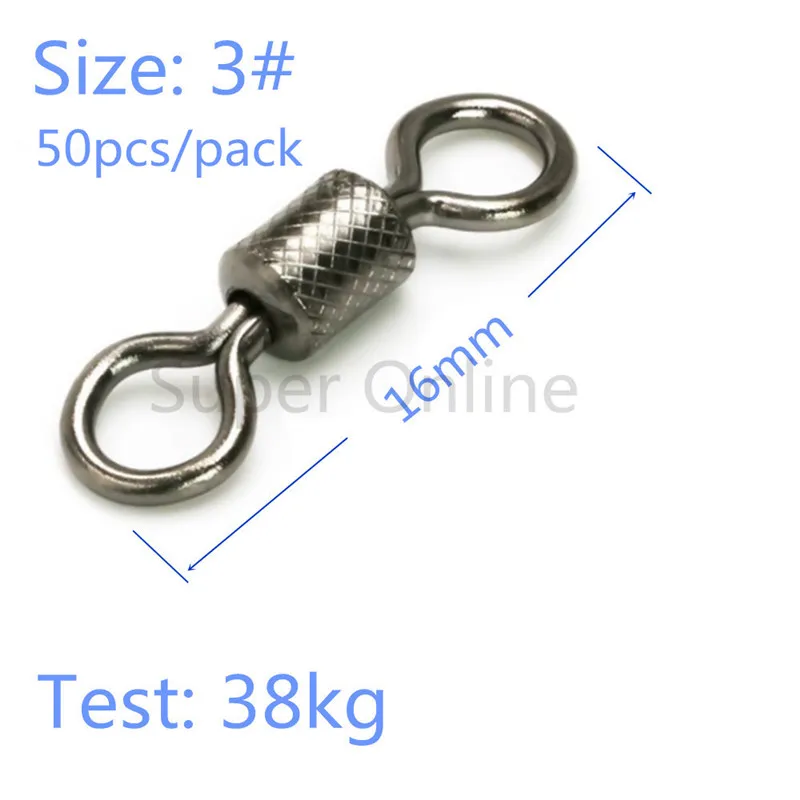 JOSHNESE Высокое качество 50 шт. 1#/3#/8# шарикоподшипник рыболовный поворотный с безопасными оснастками кольца Rolling поворотный Рыболовный оснастка разъем - Цвет: size 3