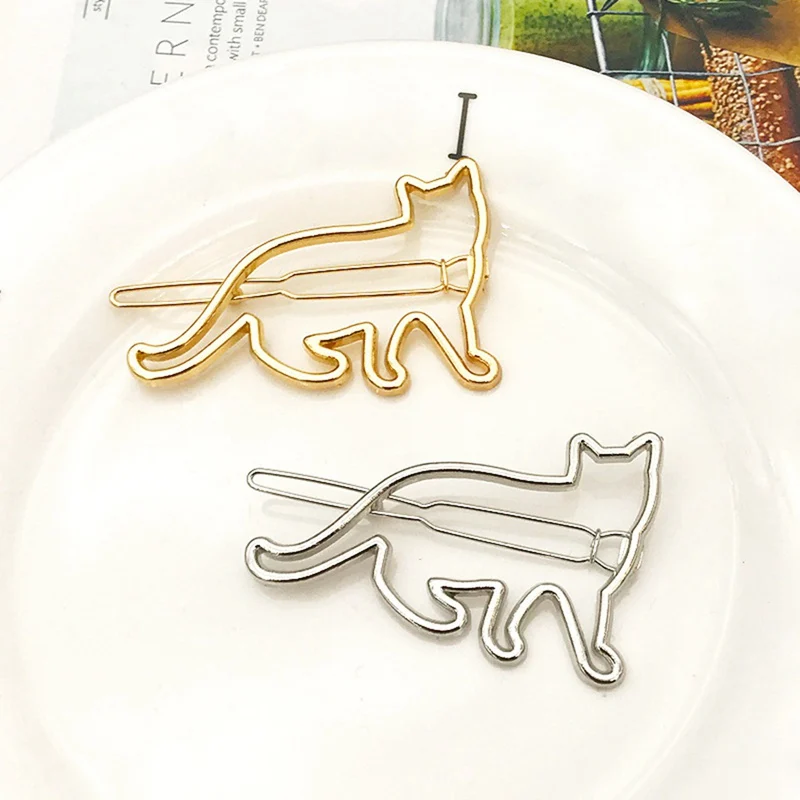 

HOT New Arrival Lovely Silver Gold Color Cat Shape Women Girls Hair Clip Clamp Fashion Jewelry Hair Accessories