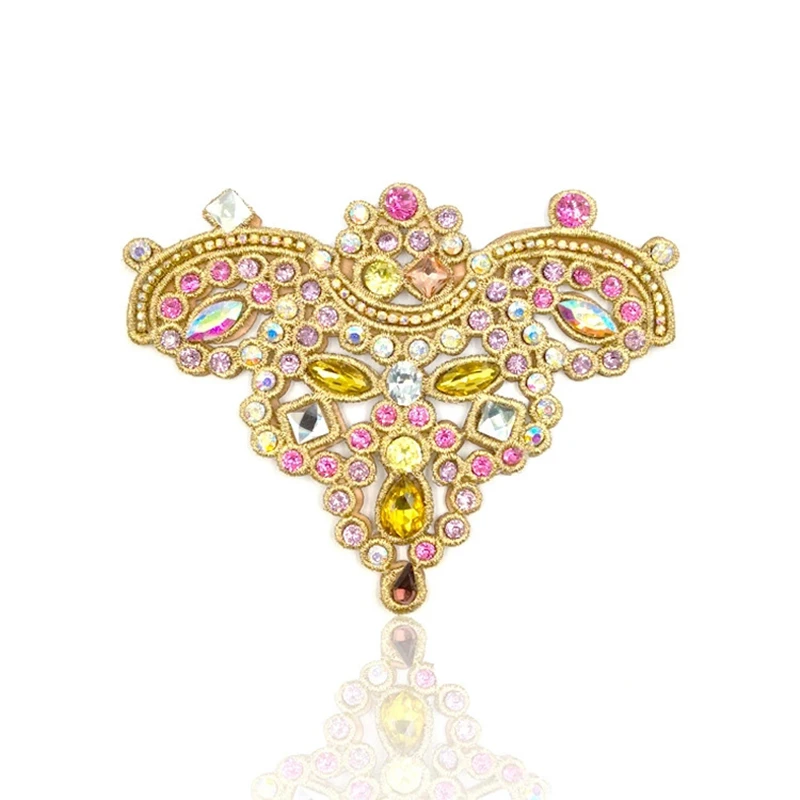 

2018 New England Fashion style trend shoes gold embroidery lace color glass resin drill DIY shoes jewelry shoes accessories