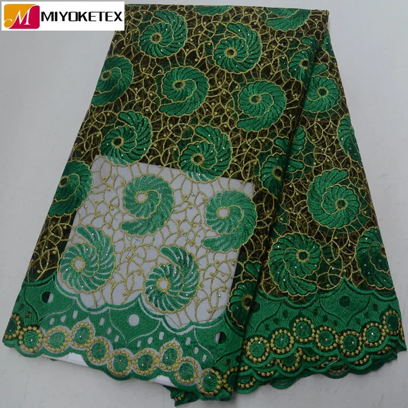 

Latest african tulle lace fabric with embroidery mesh green swiss voile lace french net lace fabric for party dress PSA478-1