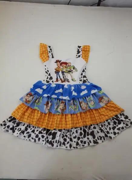 

Adorable cartoon party girl toy story dress smoke ruffles dresses