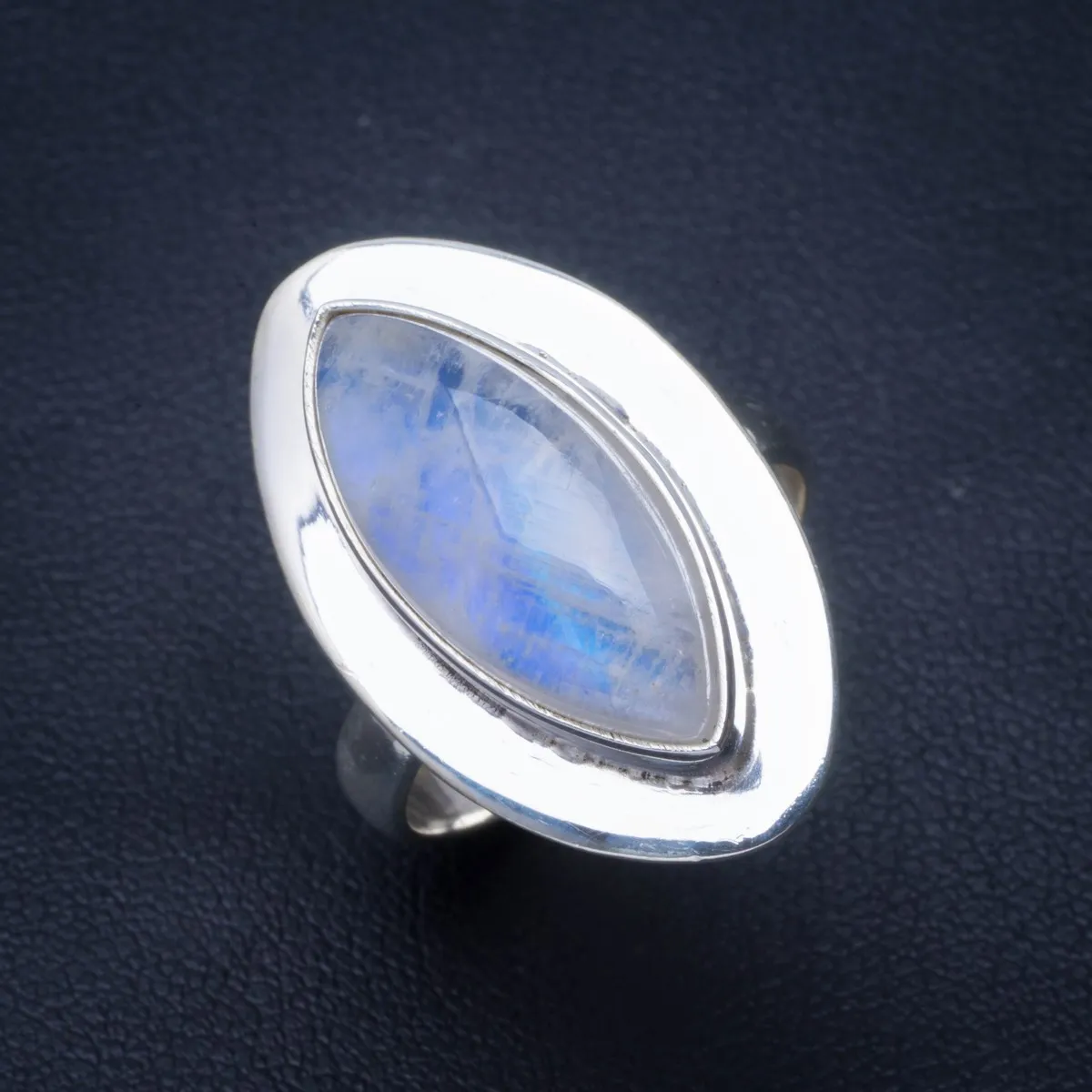 

Natural Rainbow Moonstone Handmade Unique 925 Sterling Silver Ring 7.5 B1405