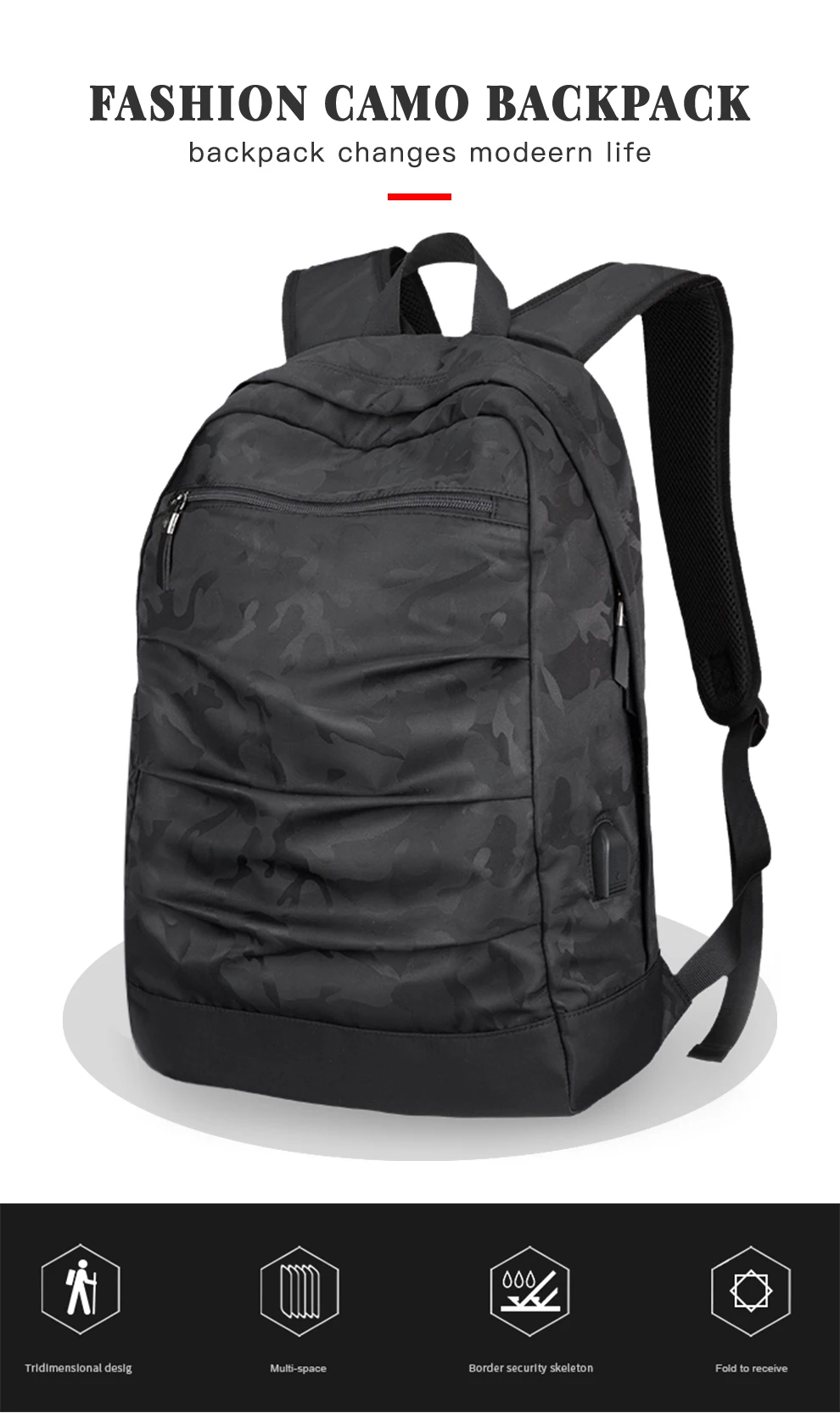polegada para homens camo preto moda mascline