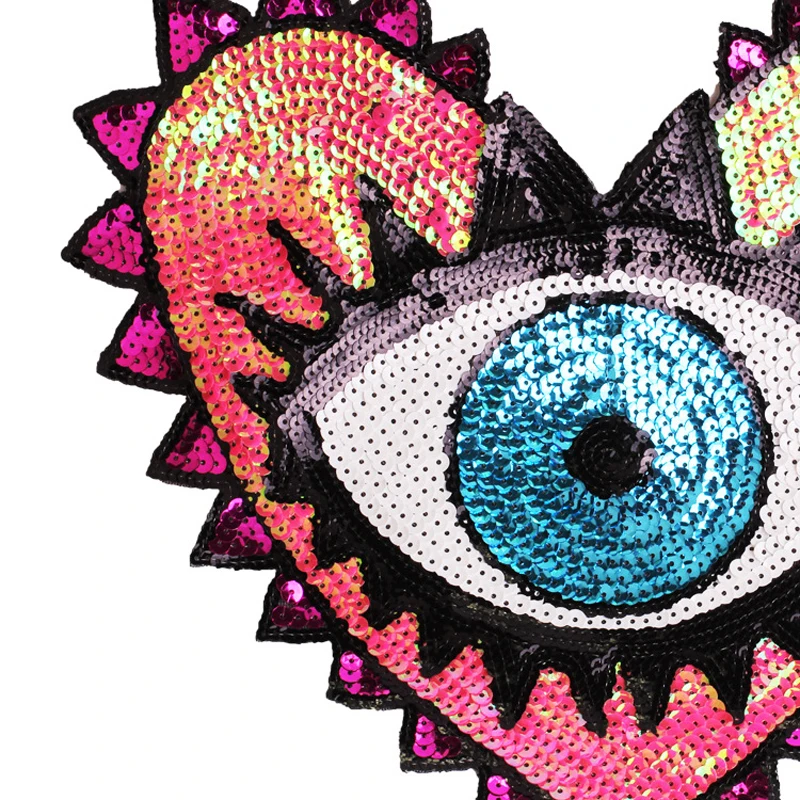 Sequins Patch for Clothes Coat Embroidery Patches Heart Eye Diy Clothing Stickers Sew on Embroidered Applique DIY Handmade|Заплатки| |