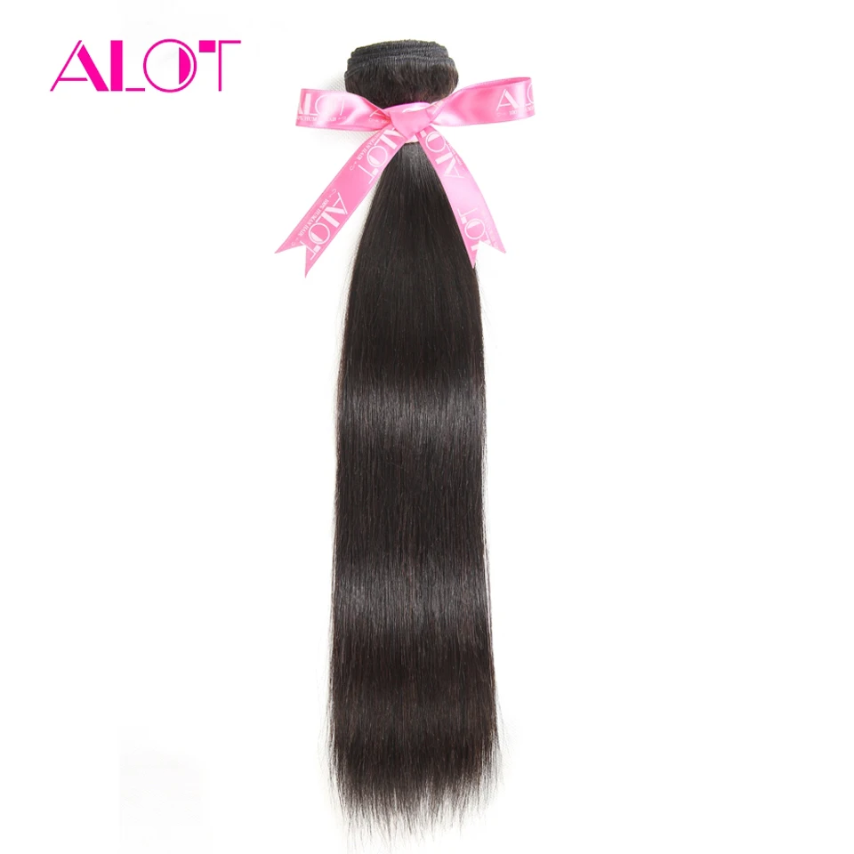ALOT HAIR Virgin Hair Straight Brazilian Hair Weave 1PC Natural Black Color 100% Human Hair Bundles Unprocessed Hair Weft 12-28