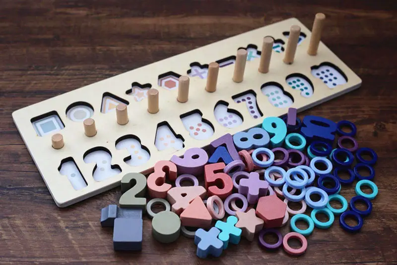 Kaufen Baby Montessori Digitale Form Passenden Logarithmischen Bord Holz Spielzeug Für Kinder Vorschul Lehrmittel Pädagogisches Regenbogen Block