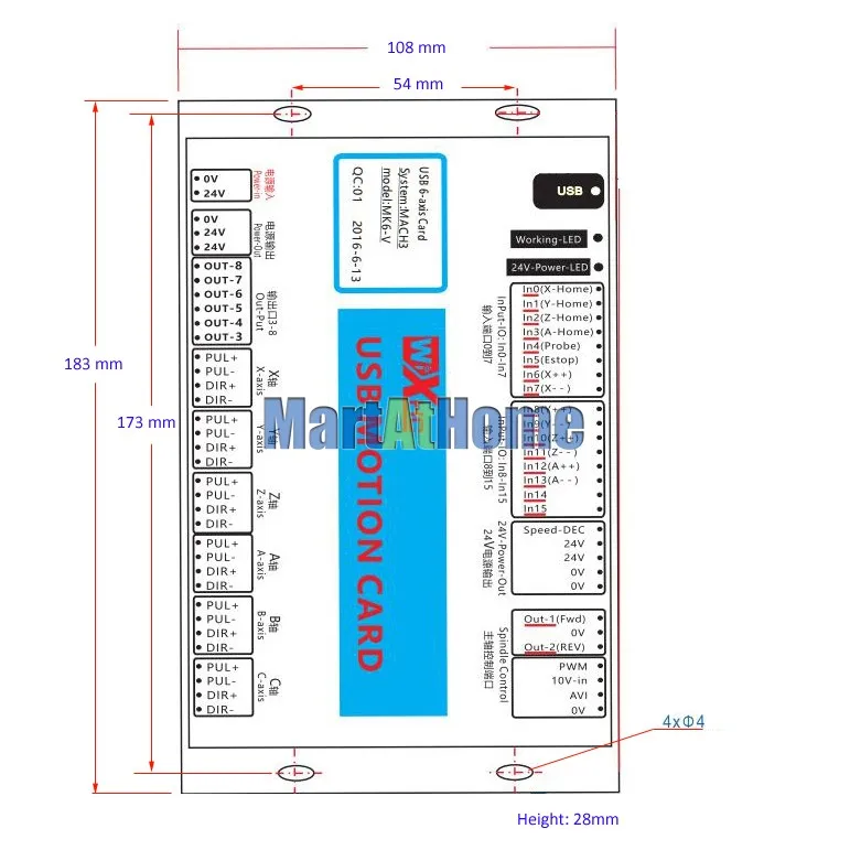 XHC MK4-V Mach3 USB 4 оси ЧПУ Breakout Board плата управления движением 2 МГц Поддержка Обновление от точки останова и скорости вращения шпинделя отзывы