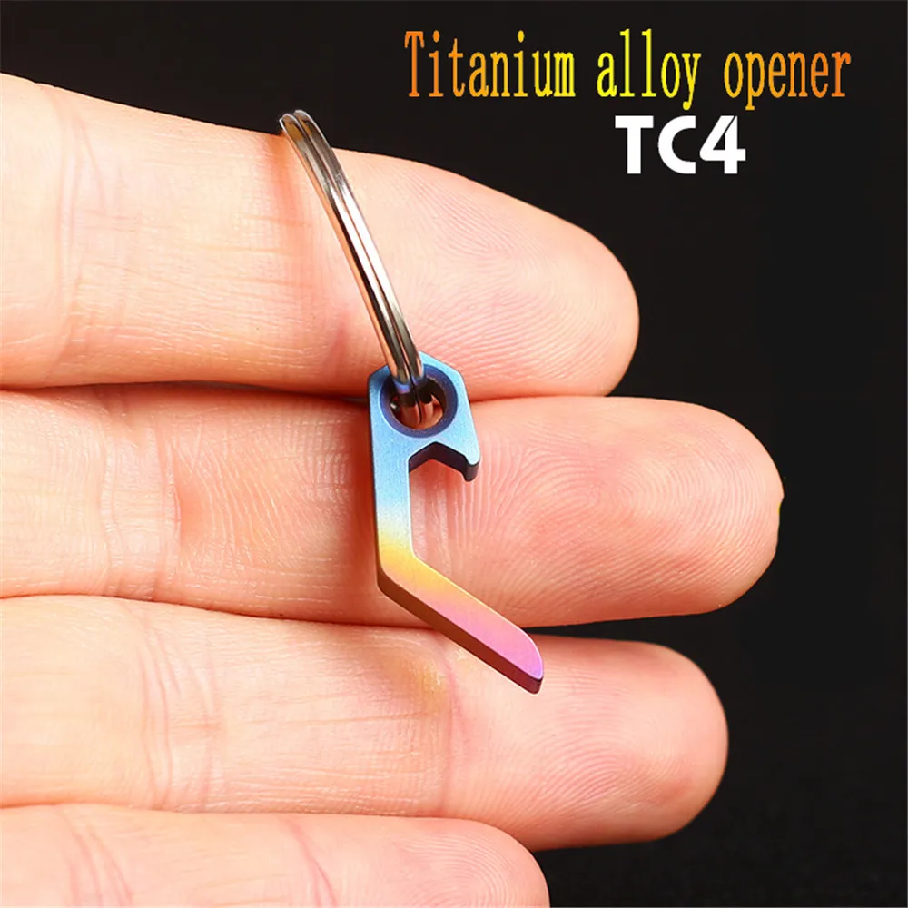 TC4 Титан сплав Творческий мини консервный нож Нержавеющая сталь многофункциональный брелок Открытый EDC гаджет