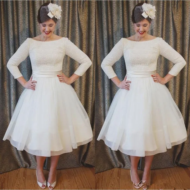 Бохо цвета слоновой кости Короткое свадебное платье 2019 Vestidos De Noiva чайное