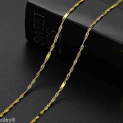 

New Au750 Pure 18K Yellow Gold Chain Women 1.4mm Singore Link Necklace 18inch